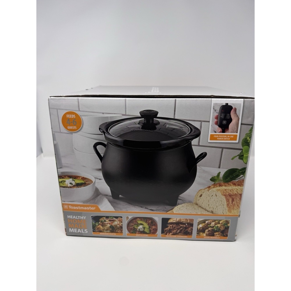 Toastmaster 4 QT Black Cauldron Slow Cooker Removable Crock Glass Lid Halloween - Picture 6 of 10
